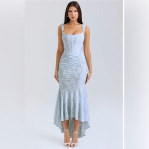 Light blue floral lace maxi dress